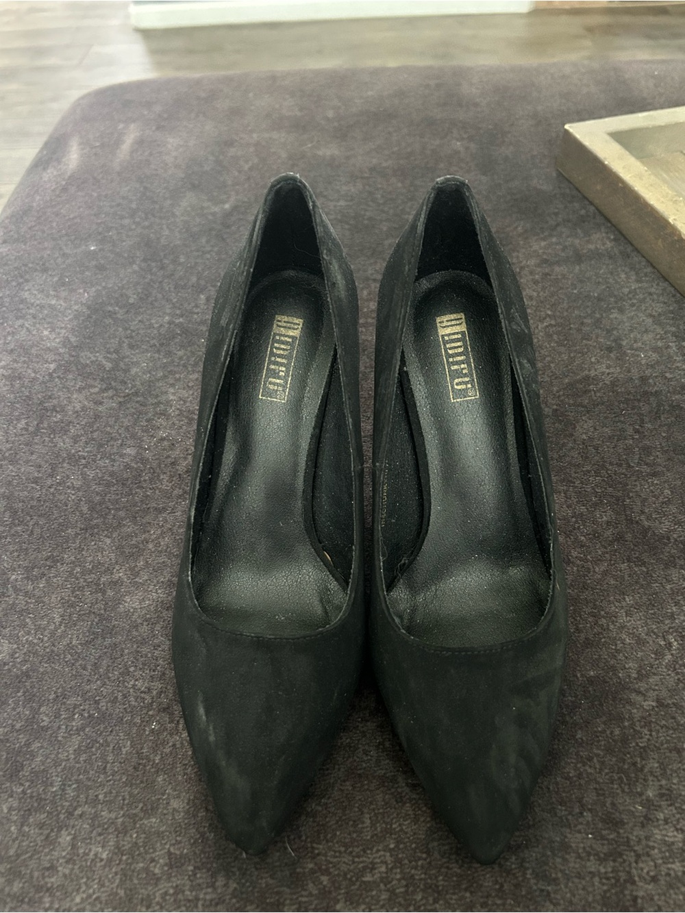 Black Suede Pointed Toe Heels